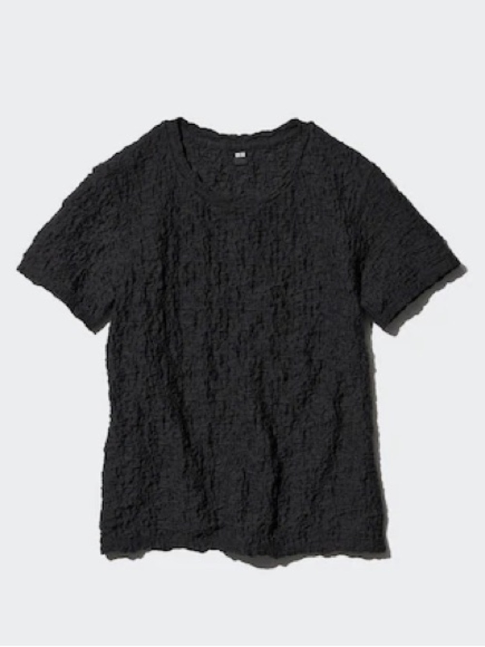 UNIQLO Shirring Short Sleeve T-shirt - Black